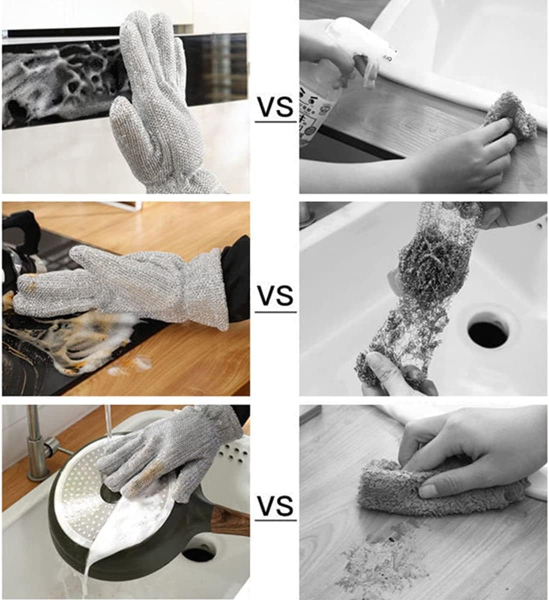 GYOU Wire Dishwashing Gloves I Multipurpose Steel Washing Rags I Heat Insulation Anti-Hot Waterproof & Durable Reusable I Non-Scratch Glove for Kitchen Sinks Pots Pans Cleaning|1 pair