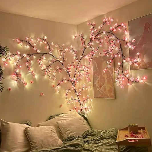 Cherry Blossom LED Vine Light – Enchanted Wall Décor with Remo