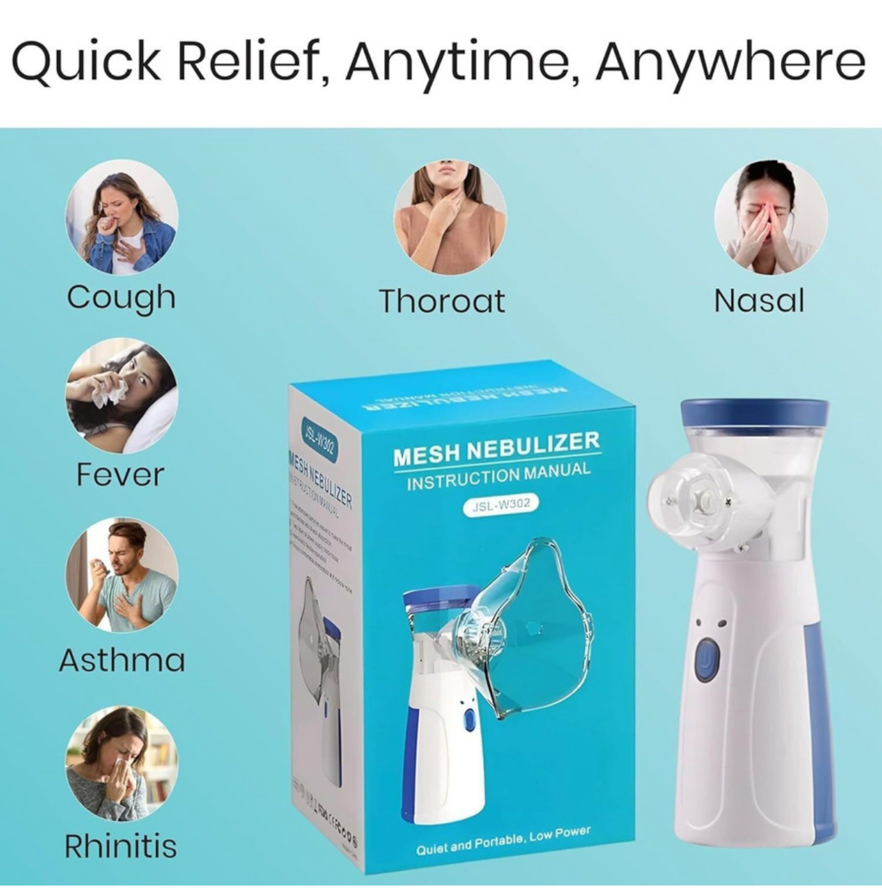 portable mesh nebulizer. This type of nebulizer is a medical device that converts liquid medication into a fine, inhalable mist to treat respiratory conditions