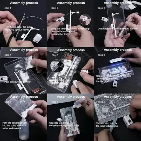 DERIKO DIY Snowfall Lamp with Street Light Snow lamp– Handmade Snow Scenery Night Light for Christmas Decor, Birthday Gifts, and Family Fun